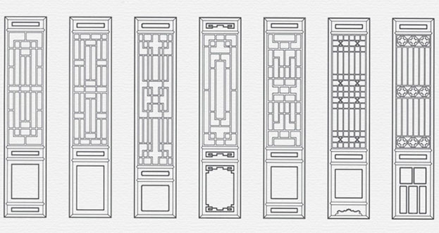 平原常用中式仿古花窗图案隔断设计图